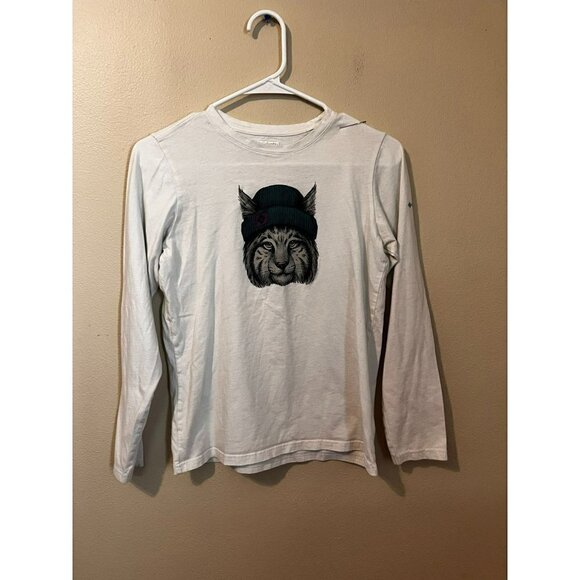 Boy's Columbia White Cat Long Sleeve Tee Size L [EXCELLENT] - Picture 1 of 5